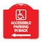 Signmission Accessible Parking on Left Arrow W/ Graphic, Red & White Aluminum Sign, 18" x 18", RW-1818-24356 A-DES-RW-1818-24356 - alternate 1